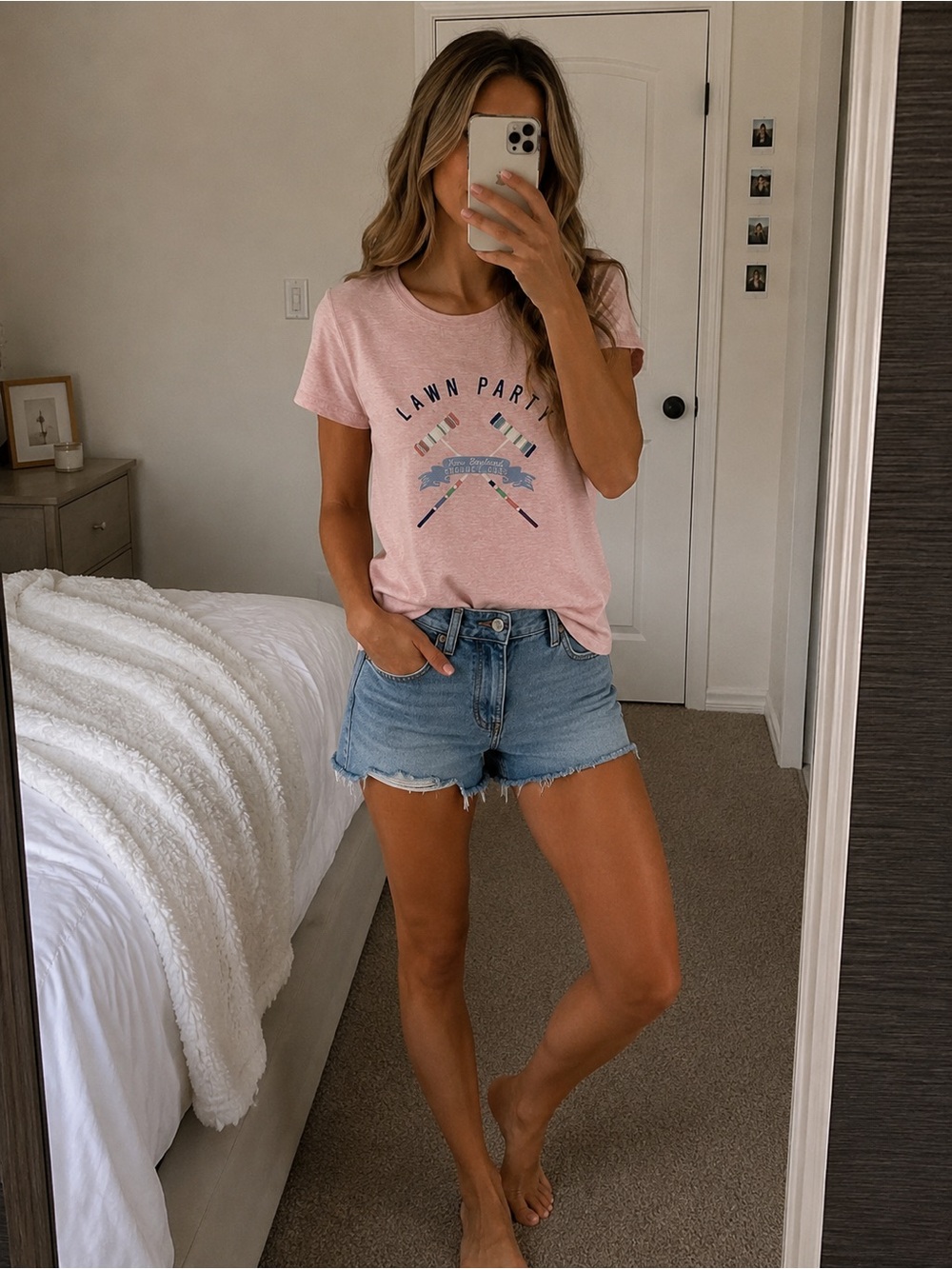 Talbots Pink 'Lawn Party' Graphic Short Sleeve Tee 100% cotton small